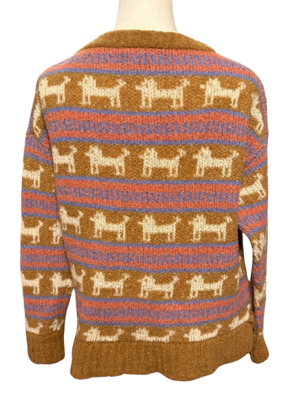 TOAD&CO Alpaca Blend Llama Fair Isle Sweater Women’s Medium Brown Wool Cozy - Picture 4 of 8